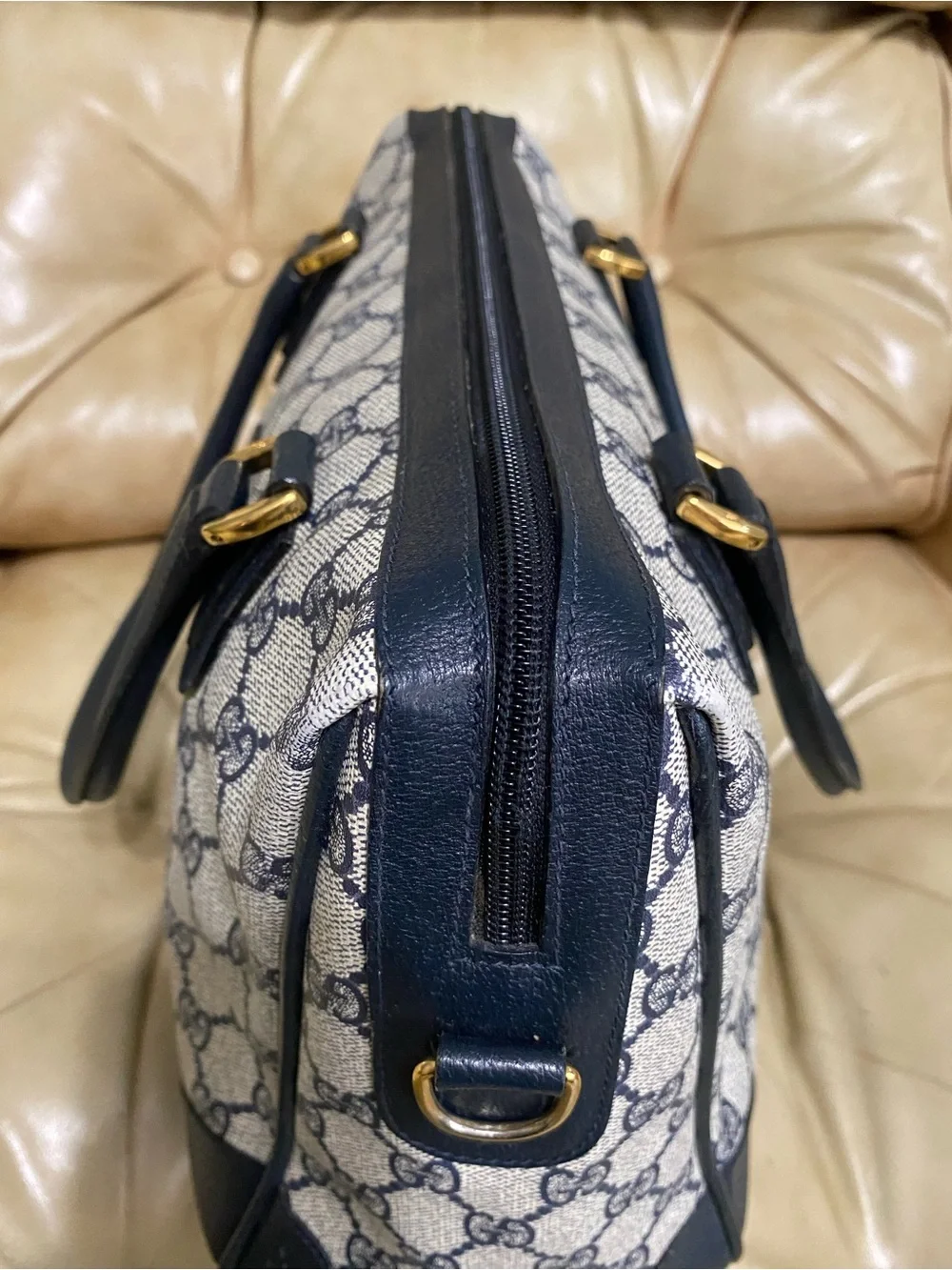 LKNW Vintage Gucci Large Satchel Bag GG Monogram Authentic Business Tote COA